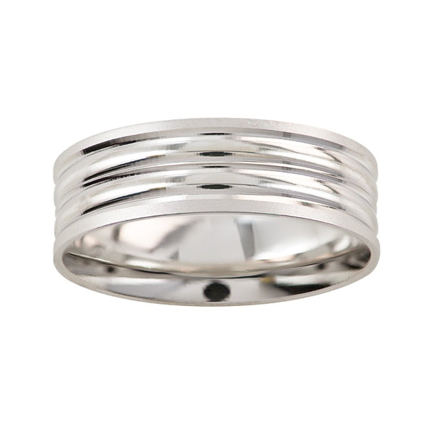 Argolla Matrimonial Oro Blanco 14k Mod. GJIP1-011