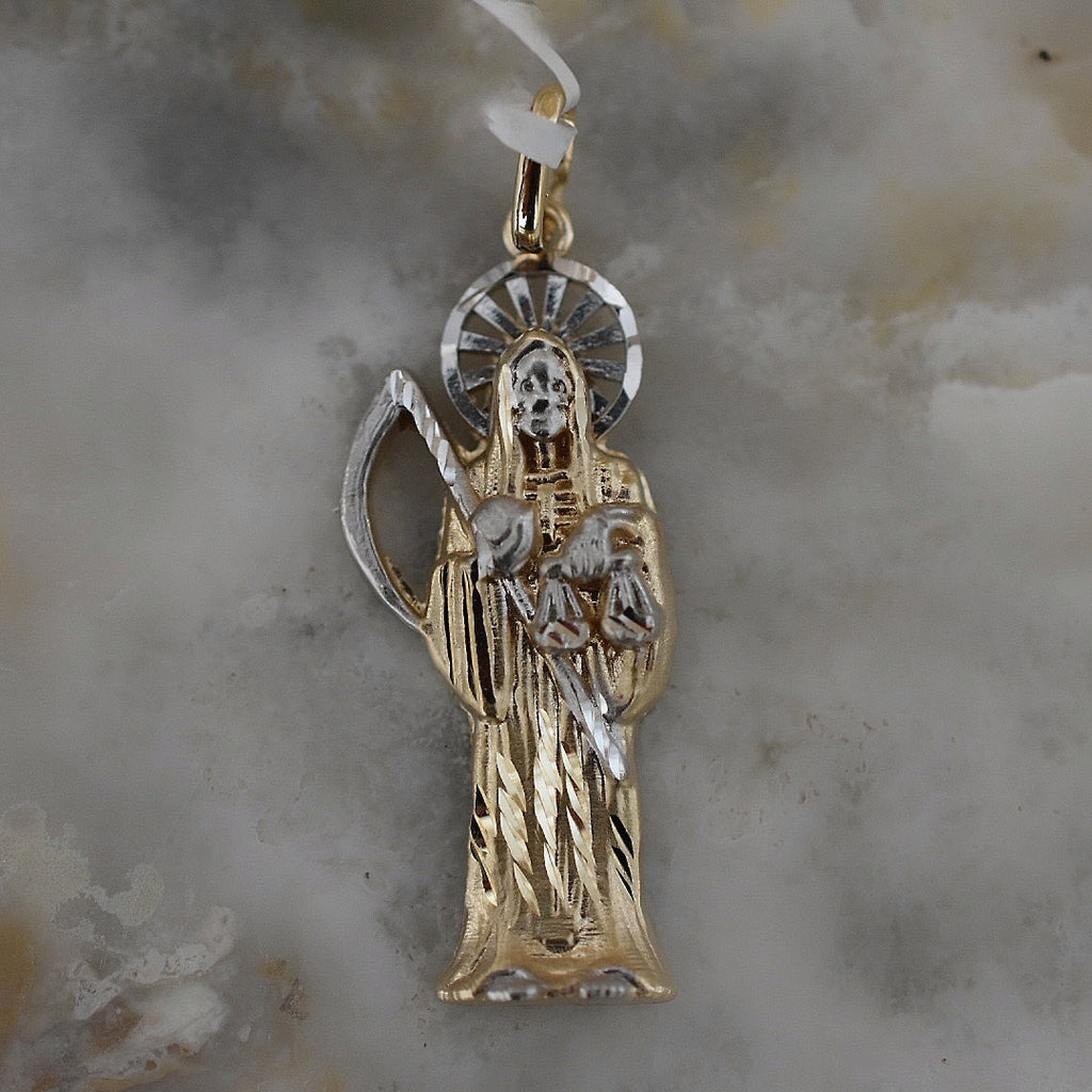 Dije Santísima Muerte 3A2 Oro Combinado 14K