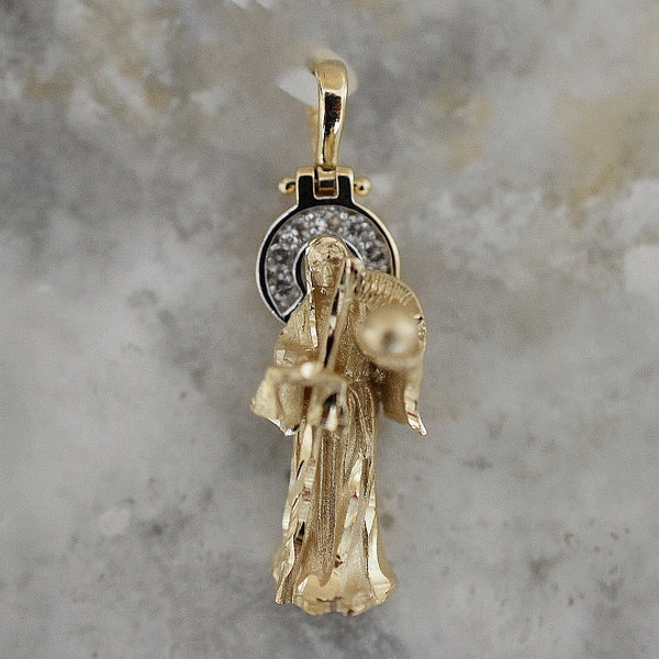 Dije Santísima Muerte Zirconia 3A3 Oro Amarillo 14K