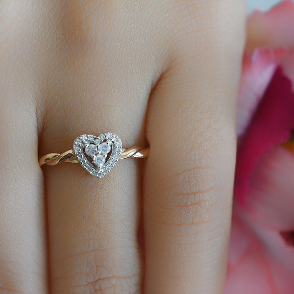 Anillo de Compromiso Oro Rosa Diamantes 14k 21199o