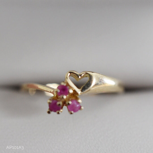 Anillo Corazon Rubi Oro 10k