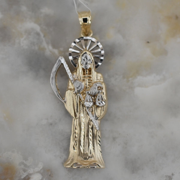 Dije Santísima Muerte 5A7 Oro Combinado 14K