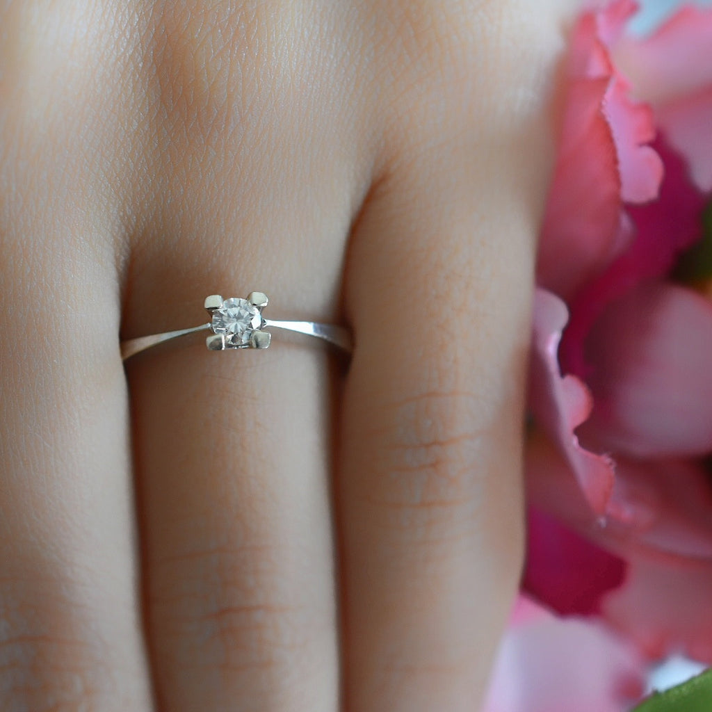Anillo Compromiso Diamante Oro Blanco 14k GJIP43-0494p