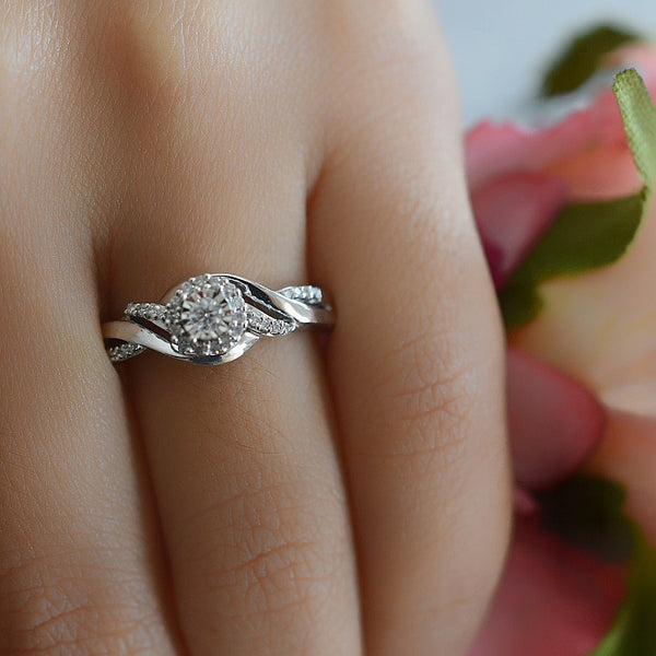 Anillo Compromiso Diamante Oro Blanco 14k GJIP91-0379c